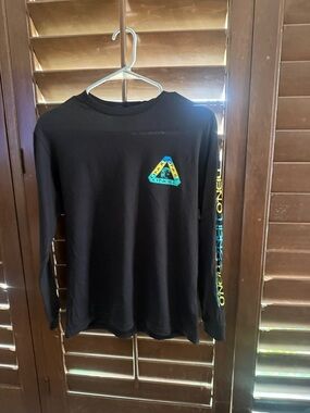 O'Neill Black Long Sleeve Tee with Neon Triangle and Sleeve Logo